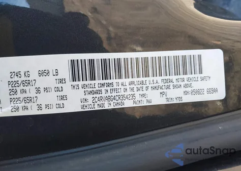 2012 Volkswagen Routan Se from USA, damaged, VIN 2C4RVABG4CR354235